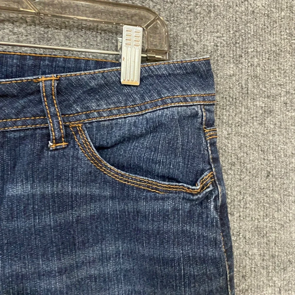 Faded Glory Womens Dark Wash Denim Bermuda Shorts Size 14 Stretch Knee Length